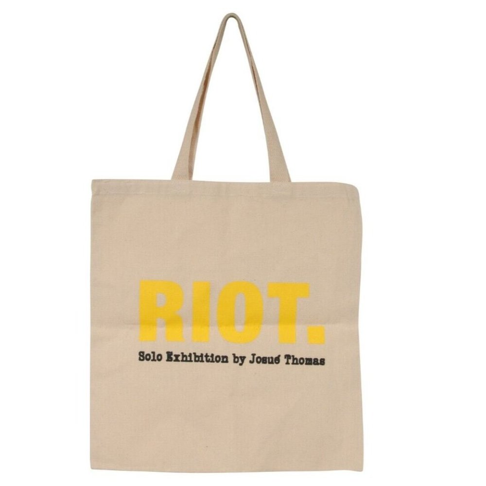 Gallery Dept Women Riot Logo Tote Bag 15x15.5 Canvas Tan Yellow  Brown Black